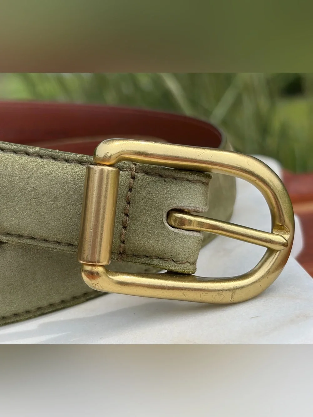 Vintage COACH Suede Leather Brass Belt 8528 EUC